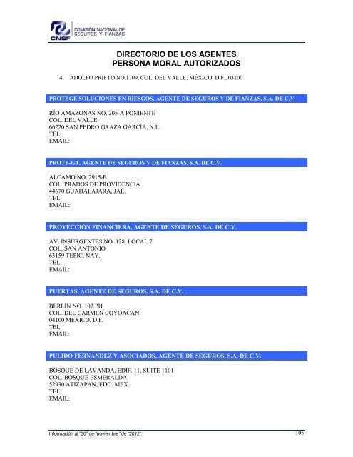 NOMBRE: AARCO, AGENTE DE SEGUROS Y DE FIANZAS, S - CNSF