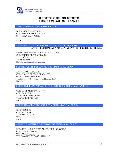 NOMBRE: AARCO, AGENTE DE SEGUROS Y DE FIANZAS, S - CNSF