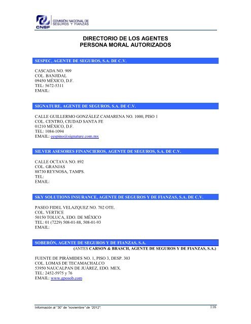 NOMBRE: AARCO, AGENTE DE SEGUROS Y DE FIANZAS, S - CNSF