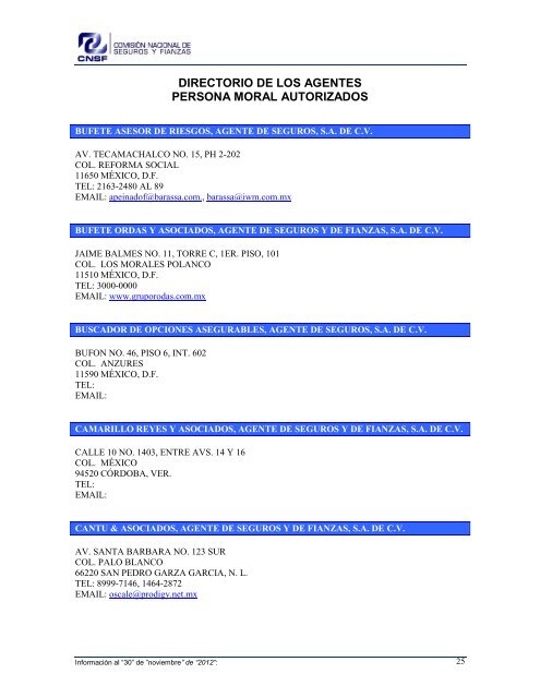 NOMBRE: AARCO, AGENTE DE SEGUROS Y DE FIANZAS, S - CNSF