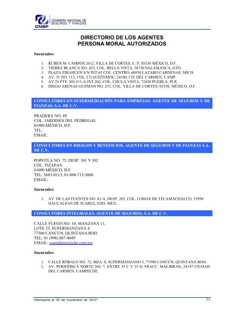 NOMBRE: AARCO, AGENTE DE SEGUROS Y DE FIANZAS, S - CNSF