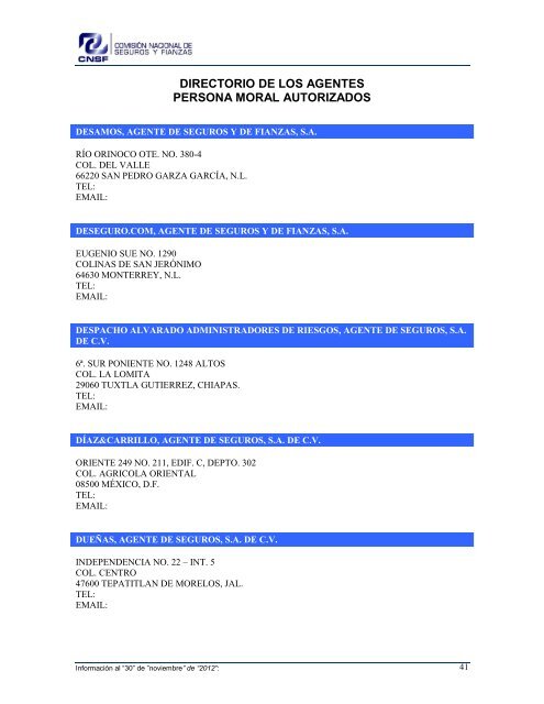 NOMBRE: AARCO, AGENTE DE SEGUROS Y DE FIANZAS, S - CNSF