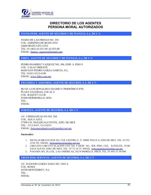 NOMBRE: AARCO, AGENTE DE SEGUROS Y DE FIANZAS, S - CNSF