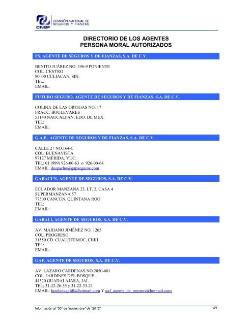 NOMBRE: AARCO, AGENTE DE SEGUROS Y DE FIANZAS, S - CNSF