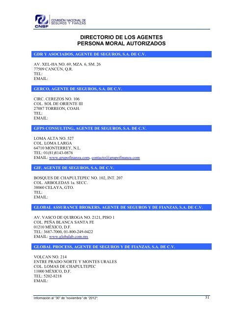 NOMBRE: AARCO, AGENTE DE SEGUROS Y DE FIANZAS, S - CNSF