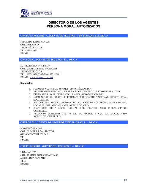 NOMBRE: AARCO, AGENTE DE SEGUROS Y DE FIANZAS, S - CNSF