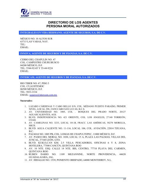 NOMBRE: AARCO, AGENTE DE SEGUROS Y DE FIANZAS, S - CNSF