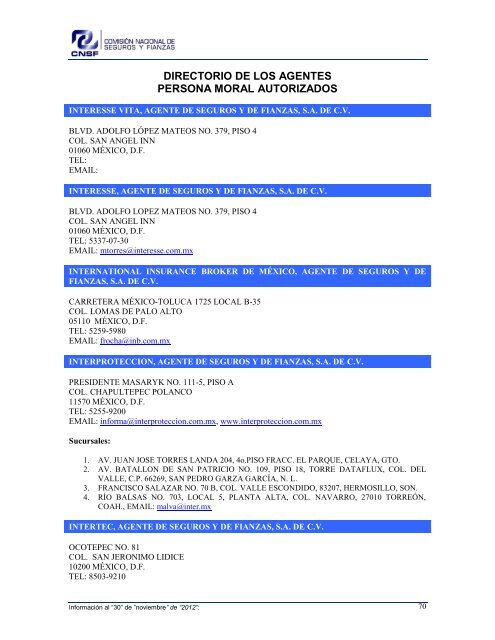 NOMBRE: AARCO, AGENTE DE SEGUROS Y DE FIANZAS, S - CNSF