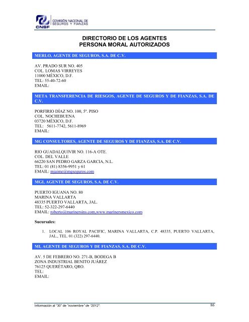 NOMBRE: AARCO, AGENTE DE SEGUROS Y DE FIANZAS, S - CNSF