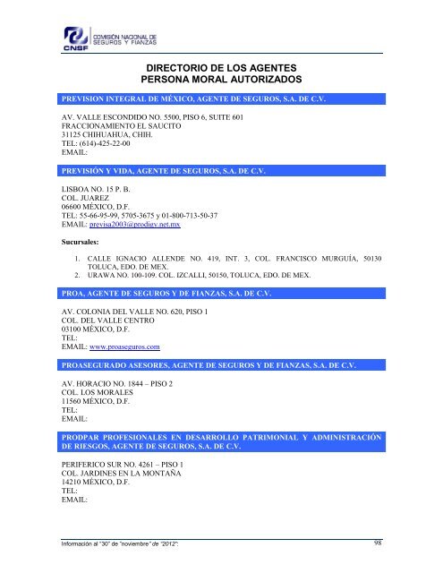 NOMBRE: AARCO, AGENTE DE SEGUROS Y DE FIANZAS, S - CNSF