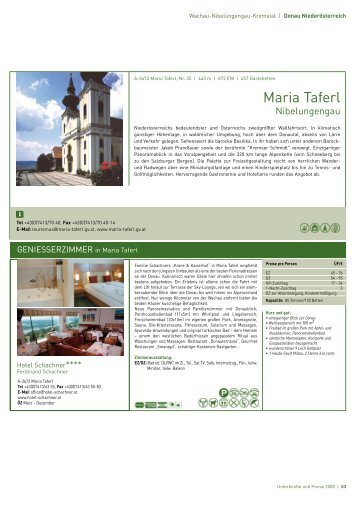 Beherbergungsbetriebe Maria Taferl - Donau Niederösterreich