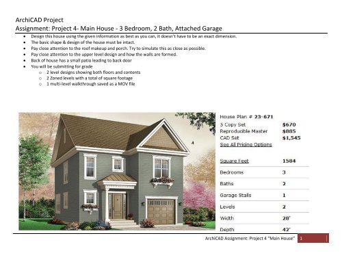 Archicad Project Assignment Project 4 Main House 3 Bedroom