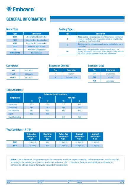 New Product Line EK EM NEK NT NJ R-134a R-404A / R-507 R-290 ...