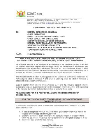 2011 - 2013 National Senior Certificate (NSC ... - Ecexams.co.za