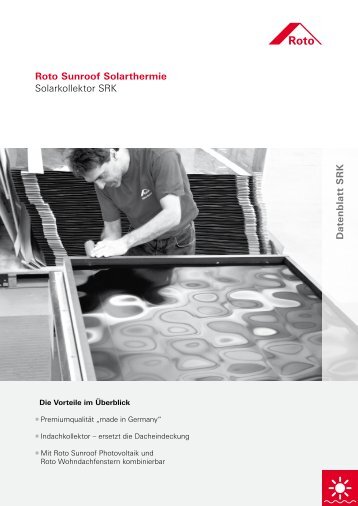 D a te n b la tt S R K Roto Sunroof Solarthermie Solarkollektor SRK