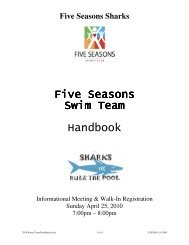 Five Seasons Five Seasons Swim Team Swim Team Handbook