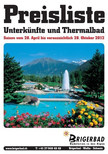 Öffnungszeiten - Thermalbad Brigerbad