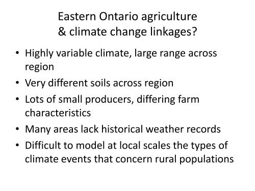 challenges and opportunities - Ontario Centre for Climate Impacts ...