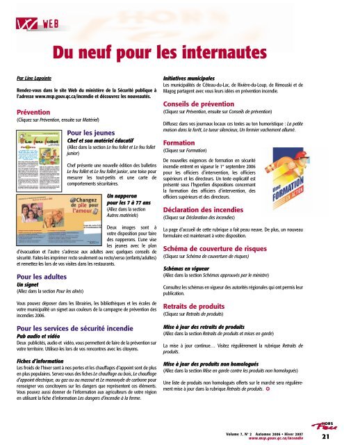 Vol. 7, nÂ° 2 , automne-hiver 2007 - MinistÃ¨re de la SÃ©curitÃ© publique