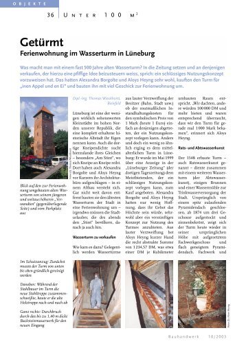 Getürmt Ferienwohnung im Wasserturm in Lüneburg - Bauverlag