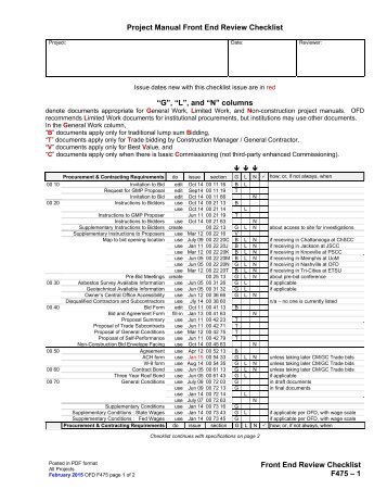 F 475 Front-End Review Checklist - TBR