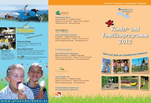 Kinder- und Familienprogramm 2012 - Schwäbischer Bodensee