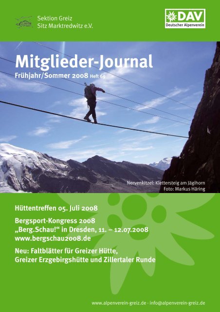 Mitglieder Journal Deutscher Alpenverein Sektion Greiz Sitz