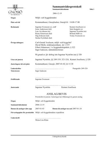 Miljö- och byggnämndens protokoll 20061219.pdf - Gnosjö kommun