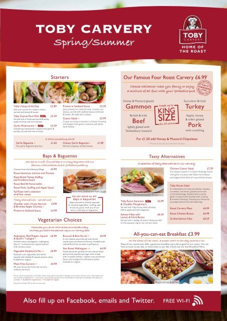 Carvery menu - Toby Carvery