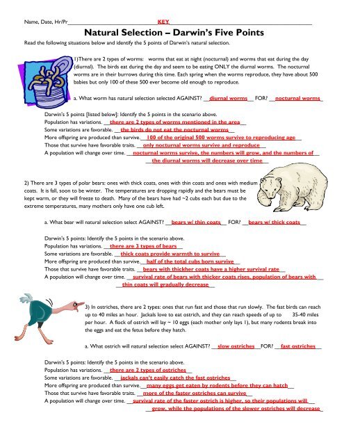 Natural Selection â€“ Darwin's Five Points - Fulton County Schools