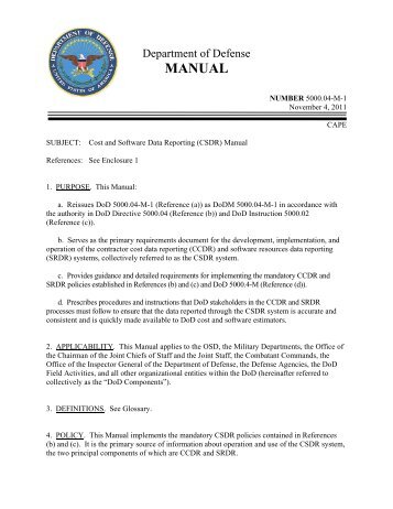 DoD 5000.04-M-1 - Defense Technical Information Center