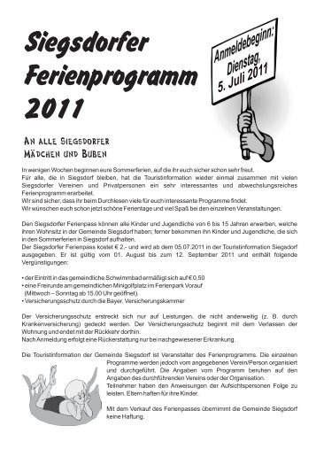 Siegsdorfer Ferienprogramm 2011
