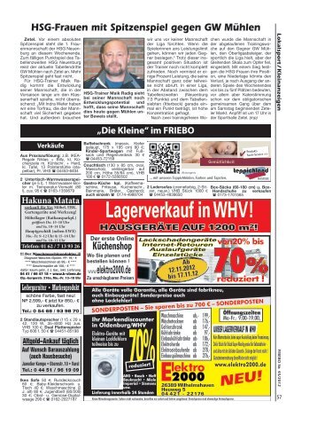 reduziert ! Unser LagerverkaUf in WHv - Friesländer Bote