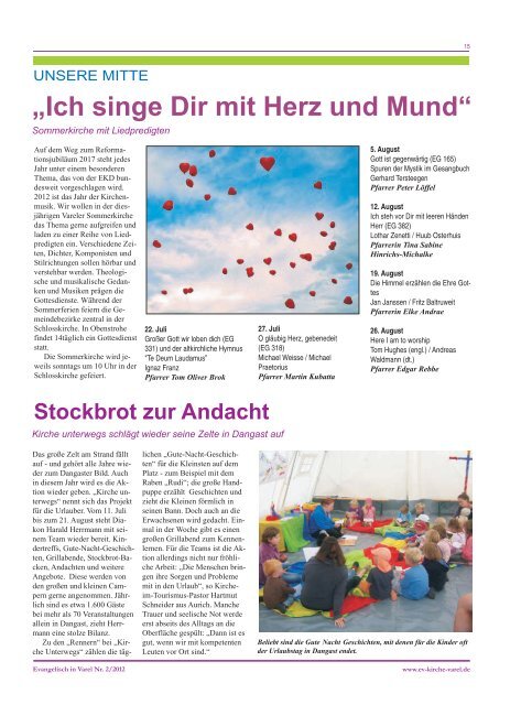 Ich singe Dir mit Herz und Mund - Ev.-luth. Kirchengemeinde Varel