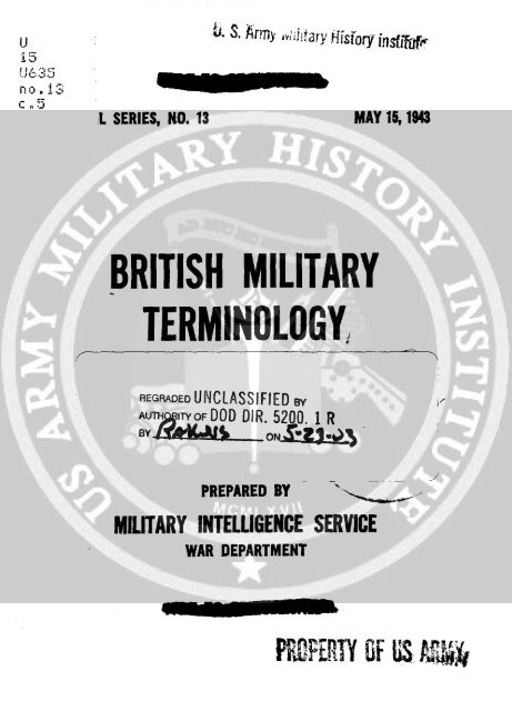 BRITISH MILITARY TERMINOLOGY, - Sturmpanzer.com