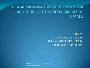 digital preservation methods & their adoption in the major libraries of ...