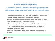 Ab initio molecular dynamics - Prace Training Portal