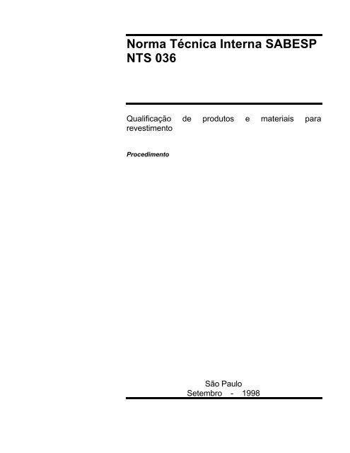Norma TÃ©cnica Interna SABESP NTS 036