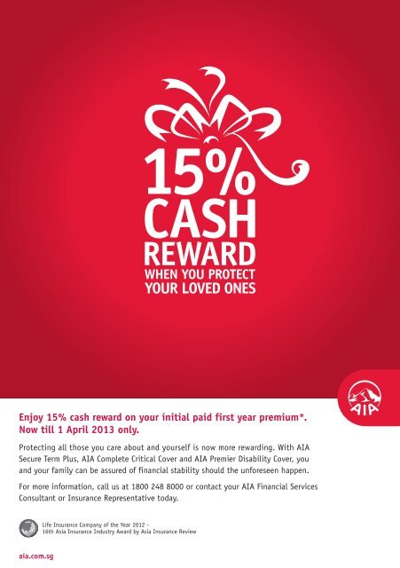 AIA Cash Reward Promotion Flyer - March 2013 - AIA Singapore