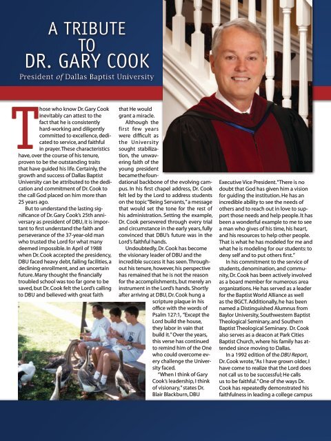 A Tribute to Dr. Gary Cook - Dallas Baptist University