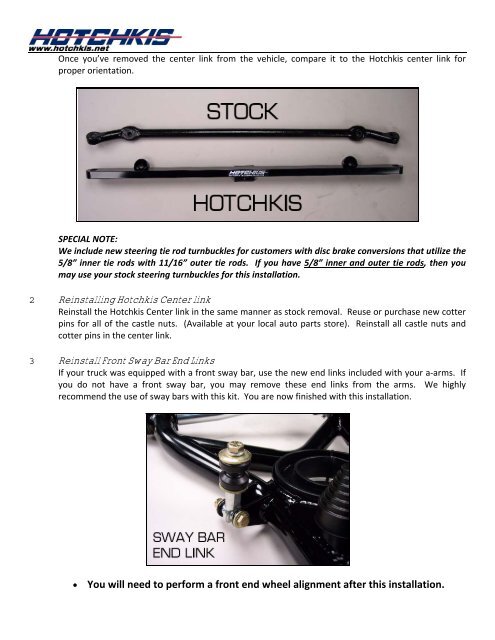 IMPORTANT NOTICE - Hotchkis Sport Suspension