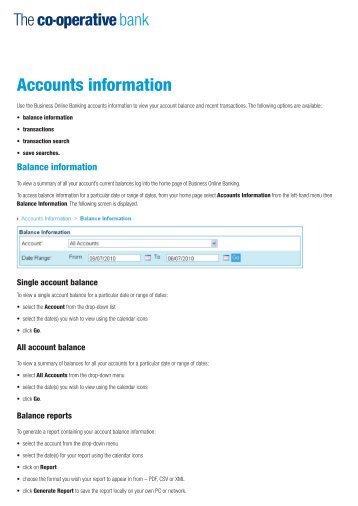 Accounts information - The Co-operative Bank