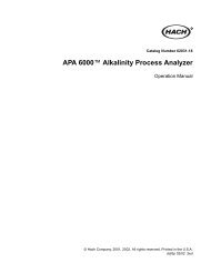 APA 6000â¢ Alkalinity Process Analyzer-Operation Manual - Hach