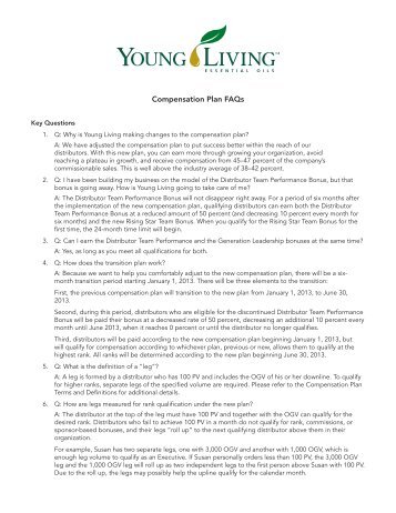 New Compensation Plan FAQs Key Questions 1. Q ... - Young Living