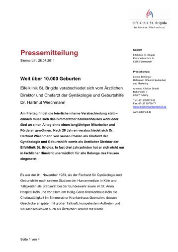 Download Pressemitteilung - Eifelklinik St. Brigida