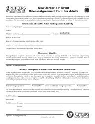 New Jersey 4-H Event Release/Agreement Form for Adults - RCE of ...