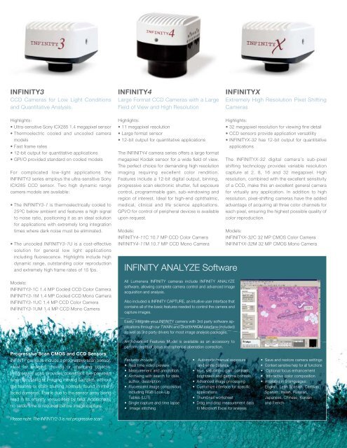 Lumenera InfinityX-32 Brochure - Microscope Systems Scotland