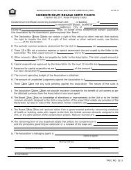 Condominium Resale Certificate - Texas Real Estate Commission