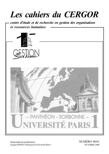 Les cahiers du CERGOR - Cergors - UniversitÃ© Paris 1 PanthÃ©on ...