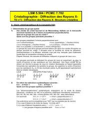 LSM 5.504 / PCMC 7.702 Cristallographie - Diffraction des Rayons X-